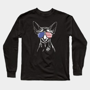 Proud Sphynx American Flag sunglasses gift patriotic cat Long Sleeve T-Shirt